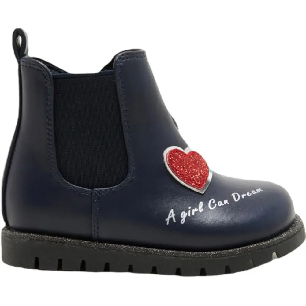 Toddler Heart Shape Graphic Side Zipper Boots Size 6.5